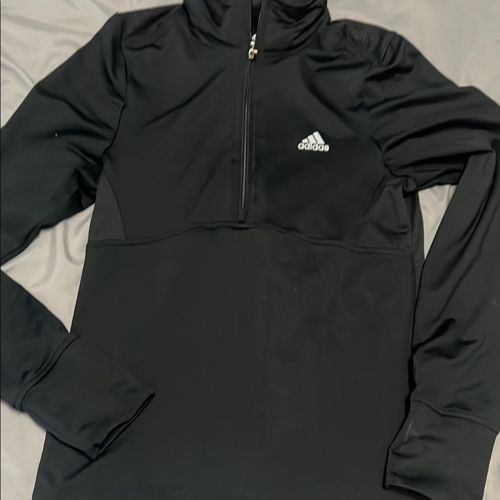Adidas Black Polo Collar Zippered thin pullover